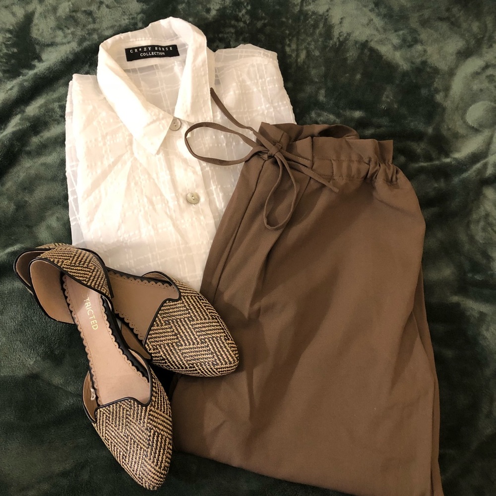 Greenish Tan Paperbag Pants